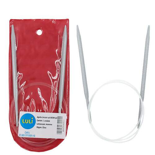 Agulha Circular de Alumínio 80 cm - Nº 6,0