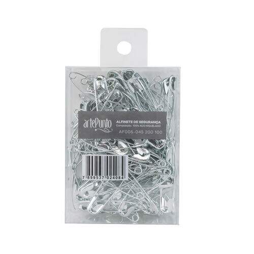 Alfinete de Segurança 45 mm Prateado - Caixa c/ 100 unidades