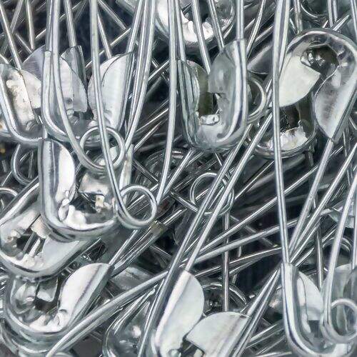 Alfinete de Segurança 45 mm Prateado - Caixa c/ 100 unidades