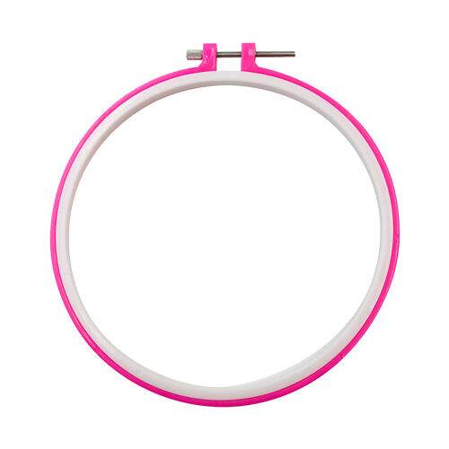 Bastidor de Plástico com Tarracha para Bordar Rosa - 21 cm