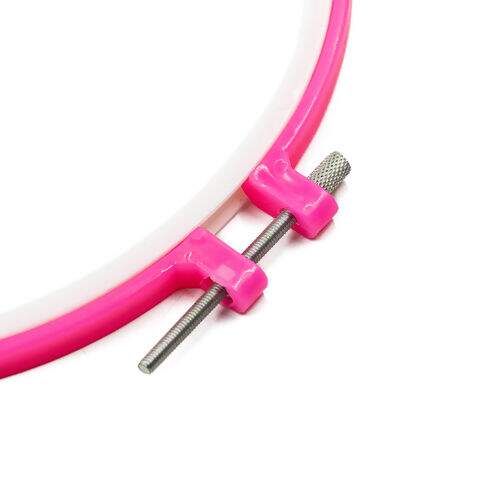 Bastidor de Plástico com Tarracha para Bordar Rosa - 21 cm