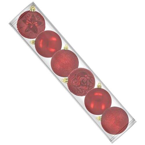 Bola de Natal 80 mm Decor Print Mix Vermelha Pacote com 06 unidades