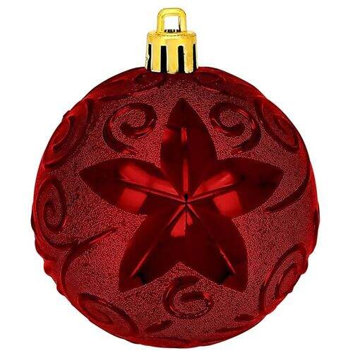 Bola de Natal 80 mm Decor Print Mix Vermelha Pacote com 06 unidades