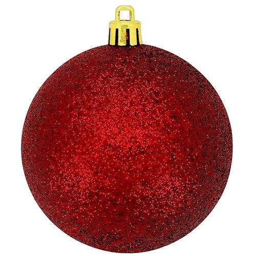 Bola de Natal 80 mm Decor Print Mix Vermelha Pacote com 06 unidades