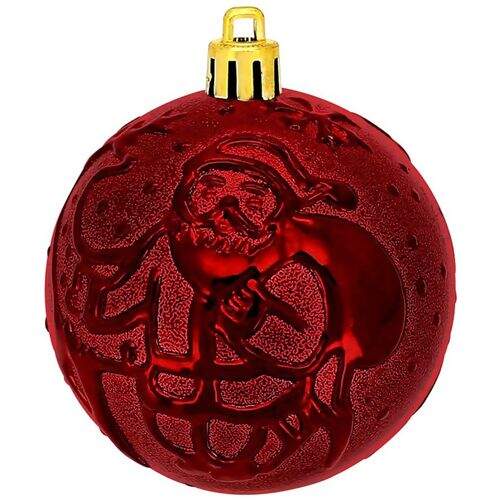 Bola de Natal 80 mm Decor Print Mix Vermelha Pacote com 06 unidades