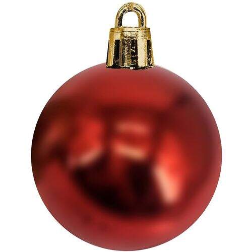 Bola de Natal 50 mm Mista Decorada Vermelho/Dourado Pacote com 12 unidades