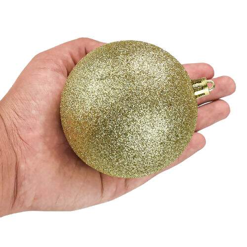 Bola de Natal 80 mm Mista Dourada Pacote com 06 unidades
