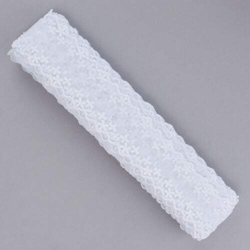 Bordado em Tule 35 mm Ref. BT012 Cor 001 Branco - Peça c/ 13,70 mt