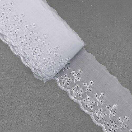 Bordado Inglês 8,0 cm Largura Ref. CTL112 Branco - Peça c/ 13,70 mt