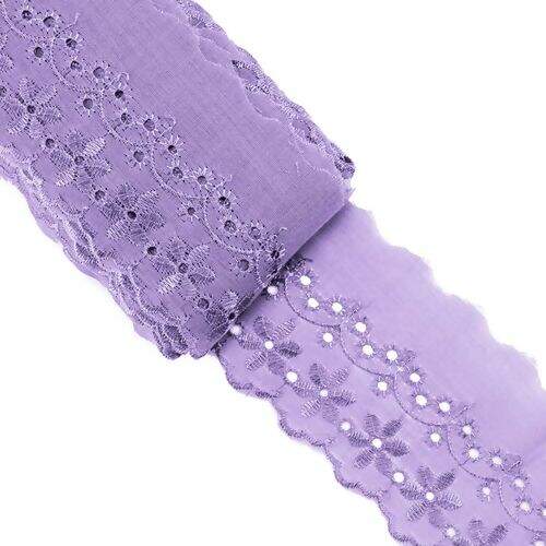 Bordado Inglês 7,5 cm Ref. CTL-108 - Peça c/ 13,70 mt Cor do Bordado Inglês:Lilás