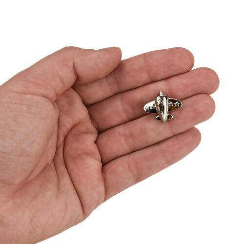 Botão Infantil Prata Avião - Pct c/ 12 unidades