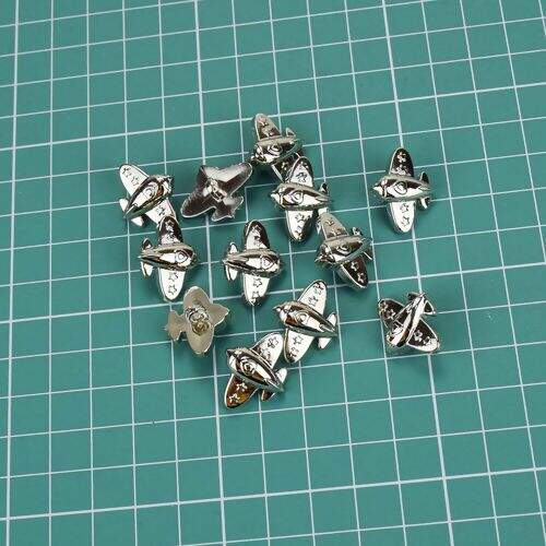 Botão Infantil Prata Avião - Pct c/ 12 unidades