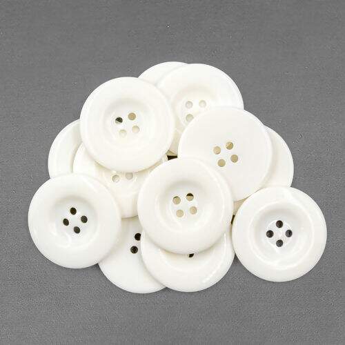 Botão com 4 Furos Leitoso Branco N° 48 - Pct c/ 12 unidades