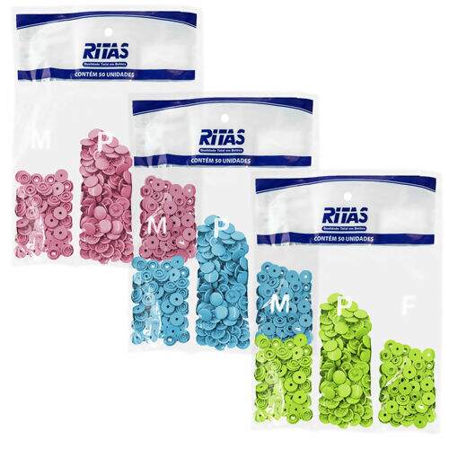 Botão de Pressão Plástico Ritas 10mm - Pct c/ 50 unidades