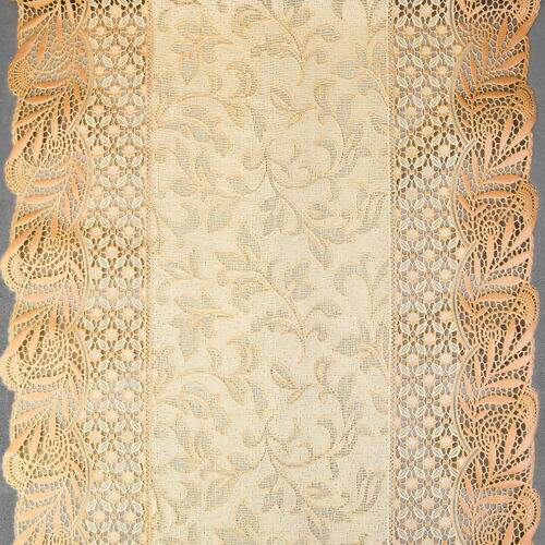 Caminho de Mesa Plástico Rendado 0,50m Largura - 1 Metro Cor: Trigo Bege