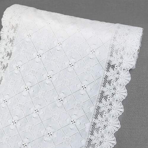 Caminho de Mesa Plástico Rendado 0,50m Largura - 1 Metro Cor: Pureza Branco