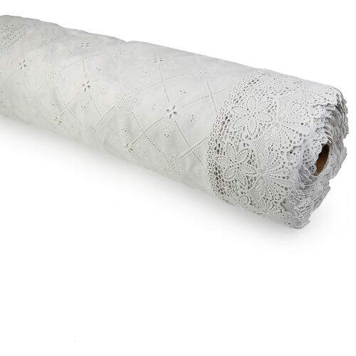 Caminho de Mesa Plástico Rendado 0,50m Largura - 1 Metro Cor: Pureza Branco