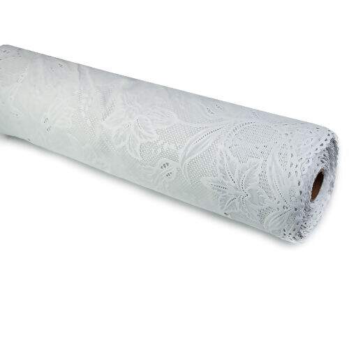 Caminho de Mesa Plástico Rendado 0,50m Largura - 1 Metro Cor: Serena Branco
