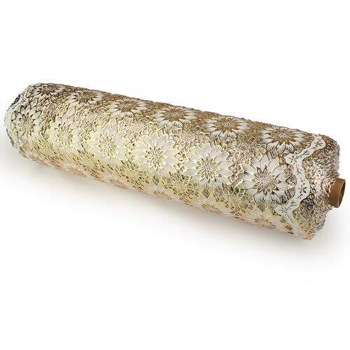 Caminho de Mesa Plástico Rendado 0,50m Largura - 1 Metro Cor: Sany Metalizado Rose