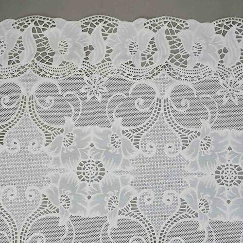 Caminho de Mesa Plástico Rendado 0,50m Largura - 1 Metro Cor: Aurora Branco