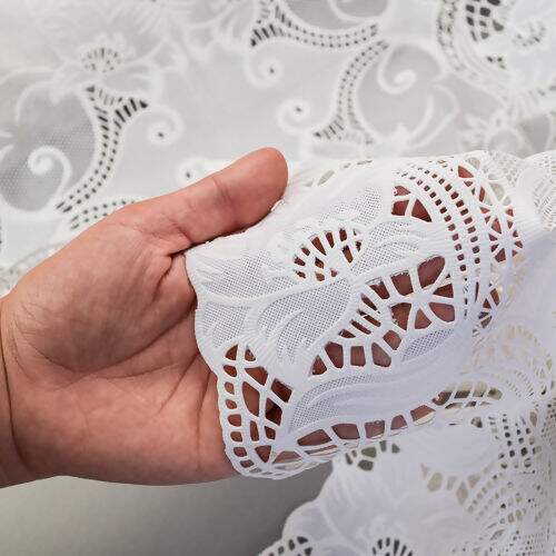 Caminho de Mesa Plástico Rendado 0,50m Largura - 1 Metro Cor: Aurora Branco