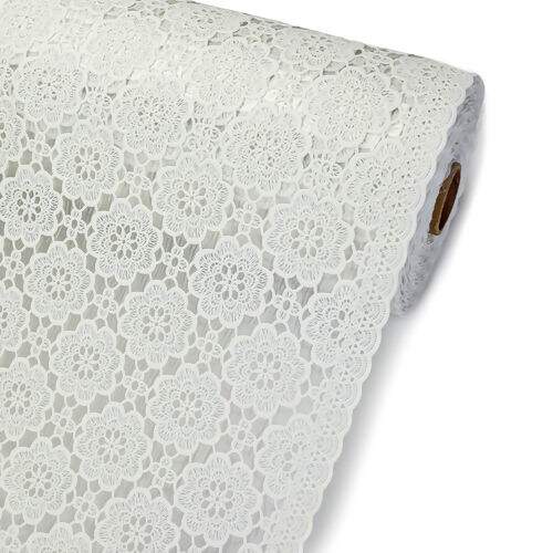 Caminho de Mesa Plástico Rendado 0,50m Largura - 1 Metro Cor: Peonia Branco