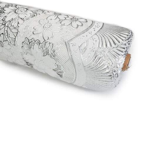 Caminho de Mesa Plástico Rendado 0,50m Largura - 1 Metro Cor: Silvery Metalizado Prata