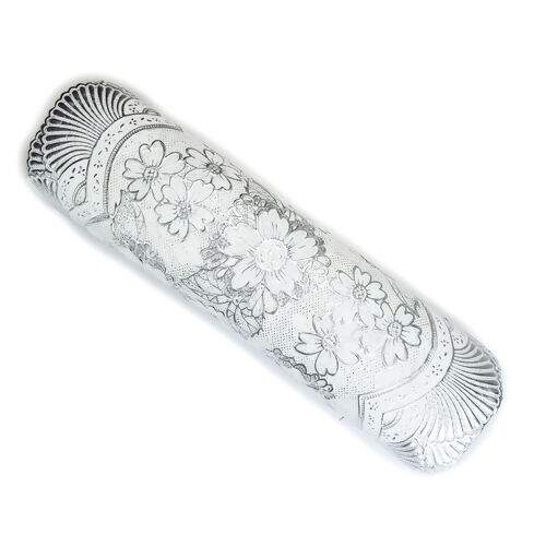 Caminho de Mesa Plástico Rendado 0,50m Largura - 1 Metro Cor: Silvery Metalizado Prata