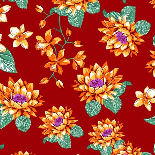 Tecido Chita de Algodão (Meio Metro) Ref. 2832V2 - Vermelho/Laranja/Verde