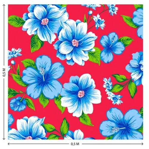 Tecido Chita 100% Algodão 0,50mx1,40m - Ref. 3162V1 Vermelho/Azul/Verde
