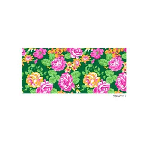Tecido Chita 100% Algodão 0,50mx1,40m - Ref. 3163V2 Verde/Rosa/Laranja