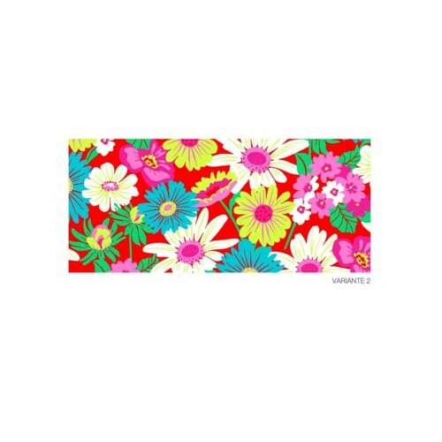 Tecido Chita 100% Algodão 0,50mx1,40m - Ref. 3206V2 Vermelho/Floral Multicor