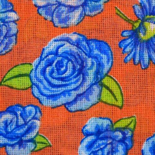 Tecido Chita de Algodão (Meio Metro) Ref. 2850V2 - Laranja/Azul/Verde