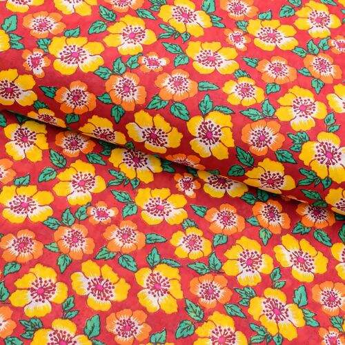 Tecido Chita de Algodão (Meio Metro) Ref. 2851V1 - Vermelho/Amarelo/Laranja