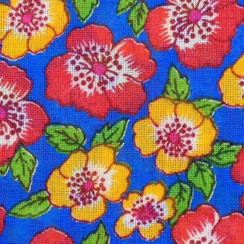 Tecido Chita de Algodão (Meio Metro) Ref. 2851V2 - Azul Royal/Vermelho/Amarelo