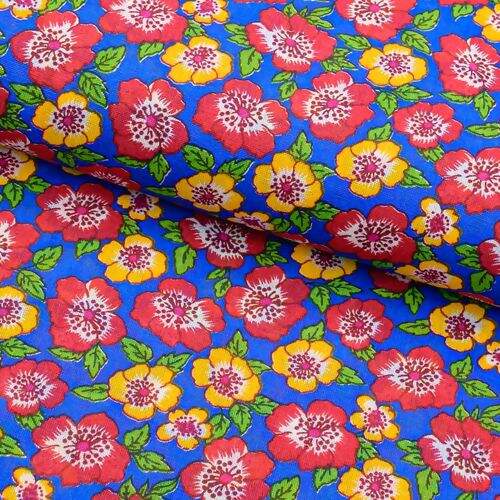 Tecido Chita de Algodão (Meio Metro) Ref. 2851V2 - Azul Royal/Vermelho/Amarelo