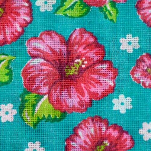 Tecido Chita de Algodão (Meio Metro) Ref. 2864V1- Verde/Pink/Branco