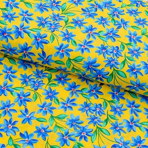 Tecido Chita de Algodão (Meio Metro) Ref. 2865V1 - Amarelo/Azul/Verde