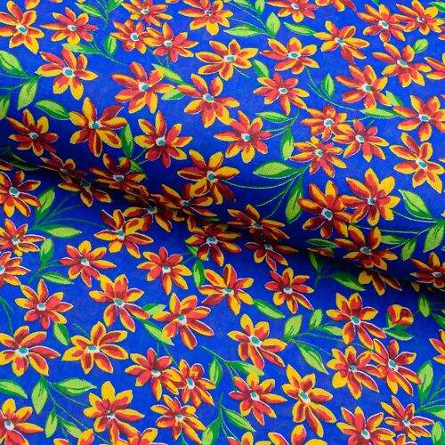 Tecido Chita de Algodão (Meio Metro) Ref. 2865V2 - Azul/Vermelho/Amarelo