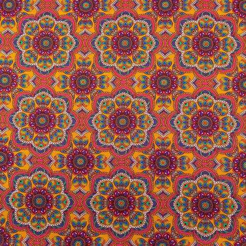 Tecido de Algodão Estampado (Meio Metro) - Coleção Mandalas Cor da Coleção Mandalas:Mandala 03