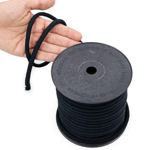 Cordão de Algodão 08 mm Ref. 3049 Preto - Rolo c/ 20 mt