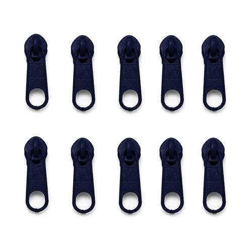 Cursor Colorido sem Trava para Zíper de Nylon Nº 05 - Pct c/ 10 unidades Cor do Cursor para Zíper:Azul Marinho