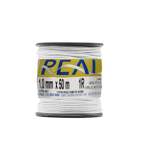 Elástico Roliço Real 1R 1,0 mm Peça c/ 50 mts - Branco