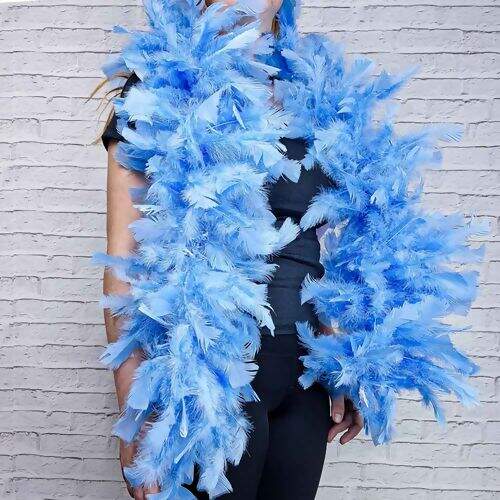 Estola de Penas para Festas Decoração Casamento Carnaval - 01 Unidade Cor:05 - Azul Claro