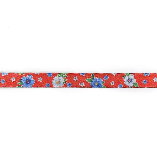 Fita de Cetim Estampada 15 mm Cor 074 Chita Vermelho - Peça c/ 10 mt