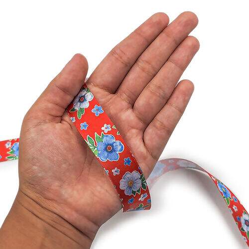 Fita de Cetim Estampada 22 mm Cor 183 Chita Vermelho - Peça c/ 10 mt