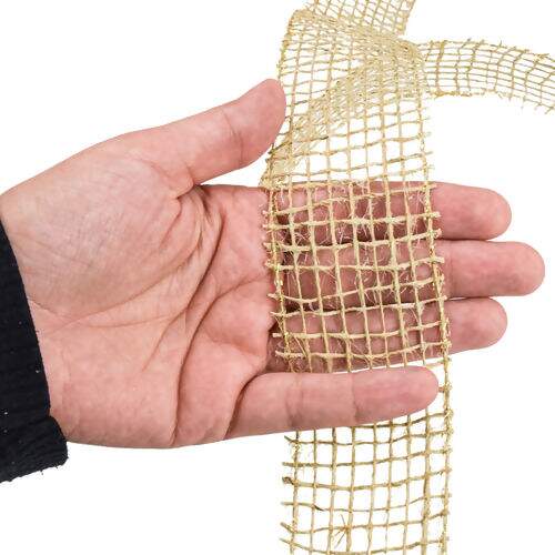 Fita de Juta 50 mm Trama Aberta com Lurex Rolo com 9,5 Metros