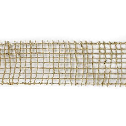 Fita de Juta 50 mm Trama Aberta com Lurex Rolo com 9,5 Metros