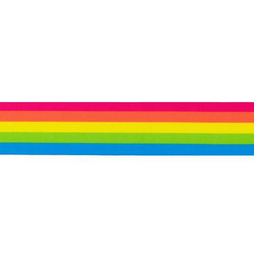 Fita de Gorgurão Estampada 38 mm Cor 166 Listras Multicolor - Peça c/ 10 mt