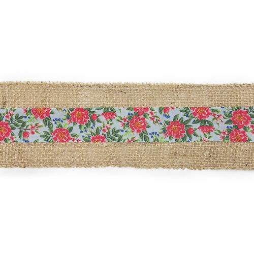 Fita de Juta com Chita 80 mm Magenta Rolo com 9,5 Metros